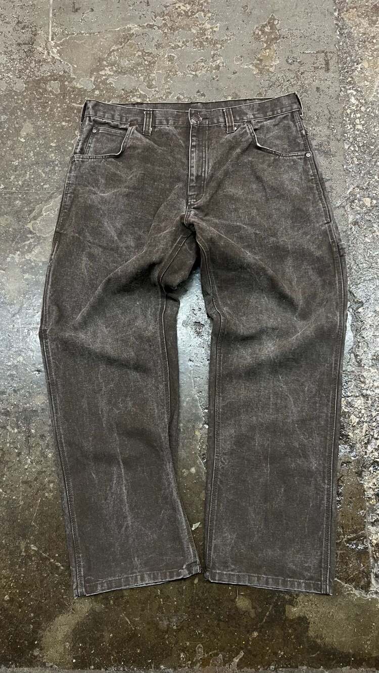 Work King Canvas Work Pants 38x32 Brown Distressed